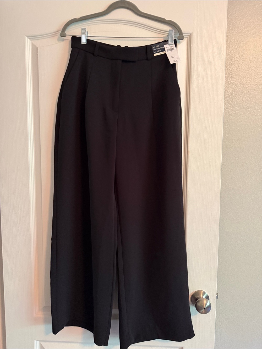 Abercrombie & Fitch Curve Love Crepe Black Ultra Wide-Leg Dress Pants